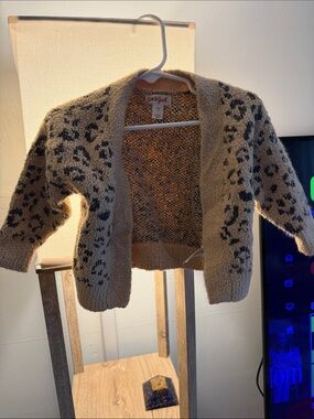 Cat & Jack Tan and Black Leopard Open-Front Cardigan